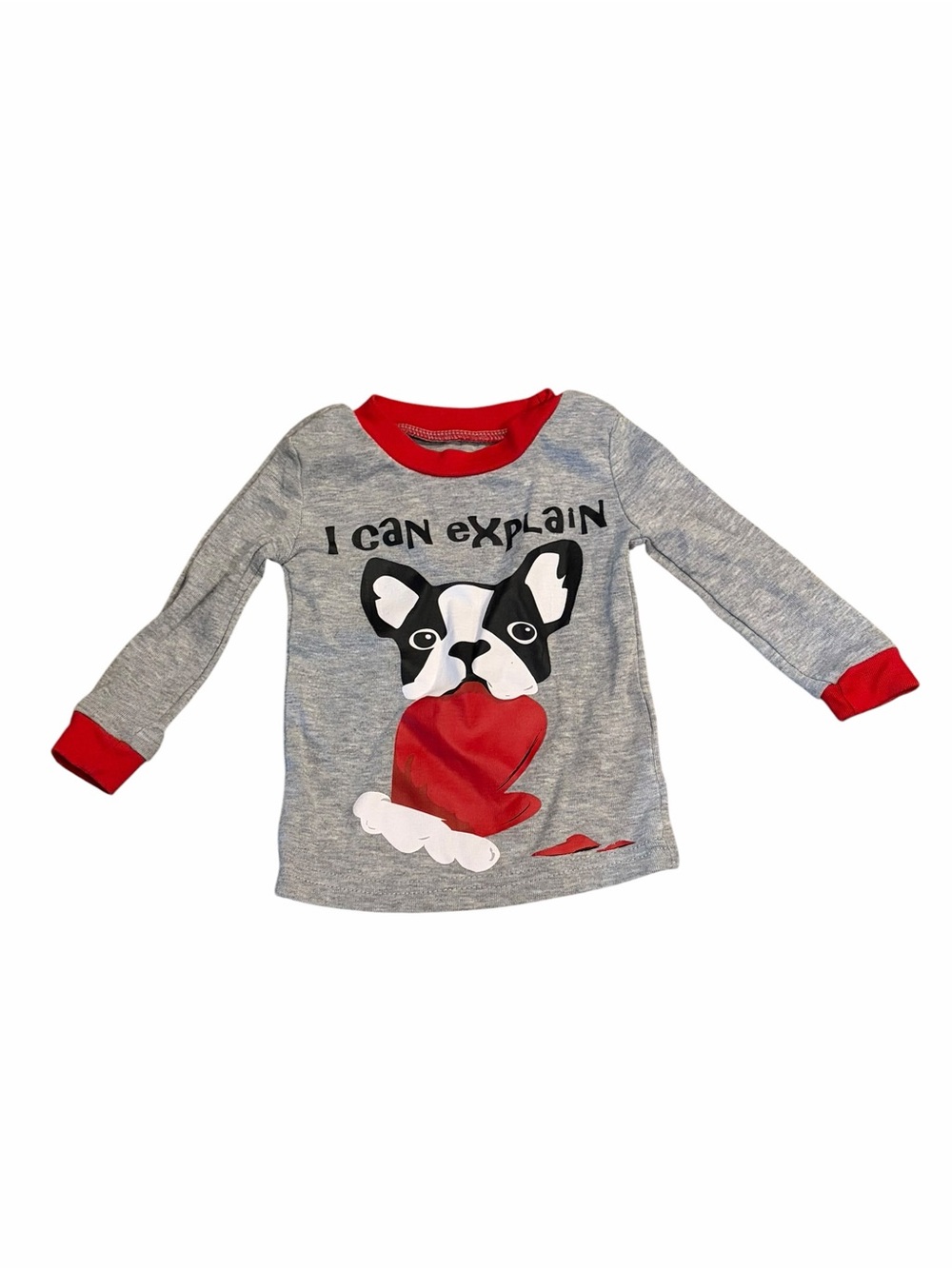 Kidgets Gray & Red Puppy Graphic Long-Sleeve Top